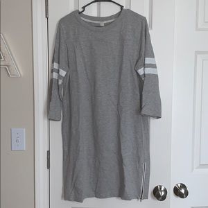 grey j crew 3/4 sleeve t shirt dress, L